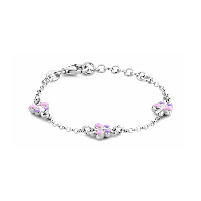Zilver Gerhodineerd Armband Vlinders 11 + 2 Cm 1336389