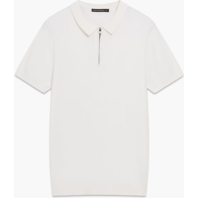 French Connection Polo Zip S/s Lux Ecru Größe: M | Poloshirts Outlet | Herren | Braun