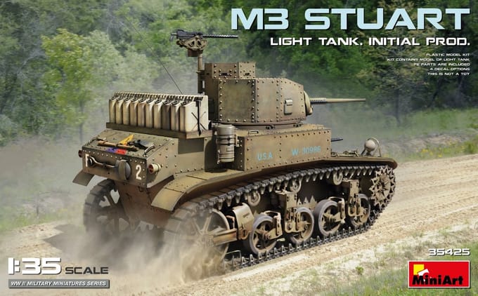 MiniArt Modelbouwpakket Militaire voertuigen - 35425 M3 Stuart - Light Tank - Initial Production Plastic - 1:35 - Modelbouw