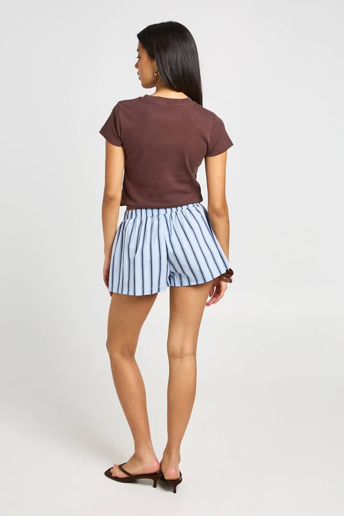 boohoo Dames Gestreepte Boxershort-stijl Shorts | Blauw | Maat: 36