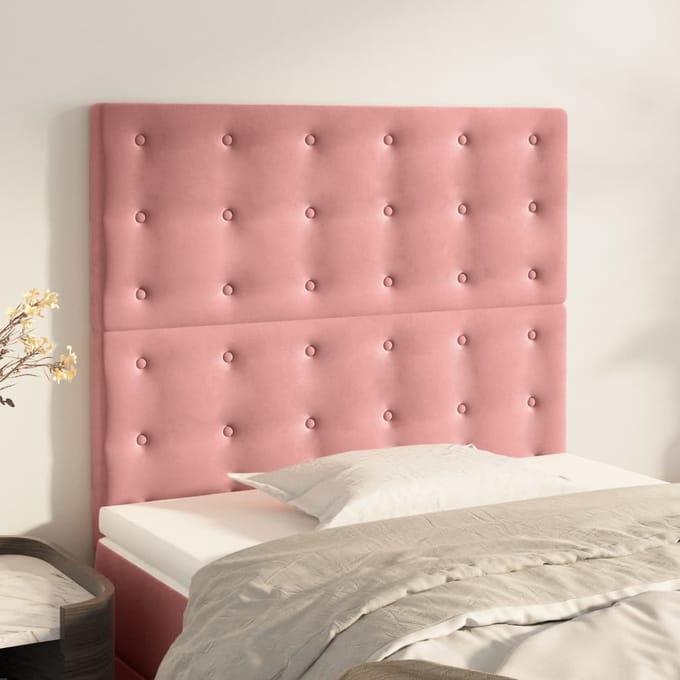 vidaXL - Hoofdbord - roze - 90x5x118/128 - cm - fluweel