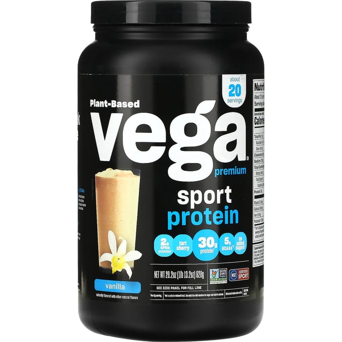 Vega, Sport, plantaardig premium eiwitpoeder, vanille, 29.2 oz (828 g)
