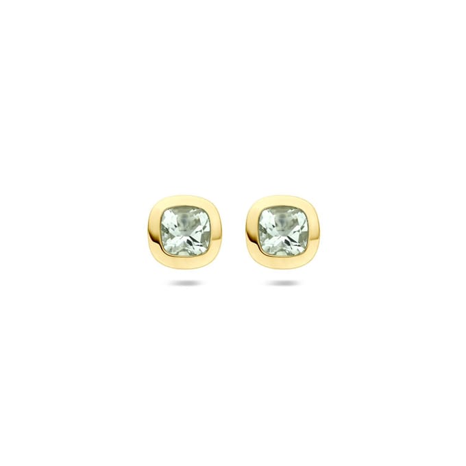 14 karaat gouden oorknoppen groen amethist 7,5 mm, 40.33675