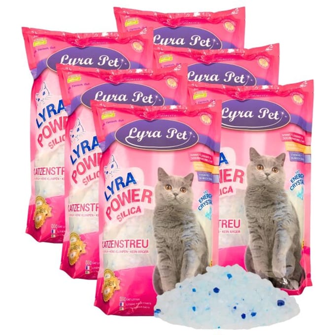 6 x 5 liter Lyra Pet® Lyra Power® Silica kattenbakvulling