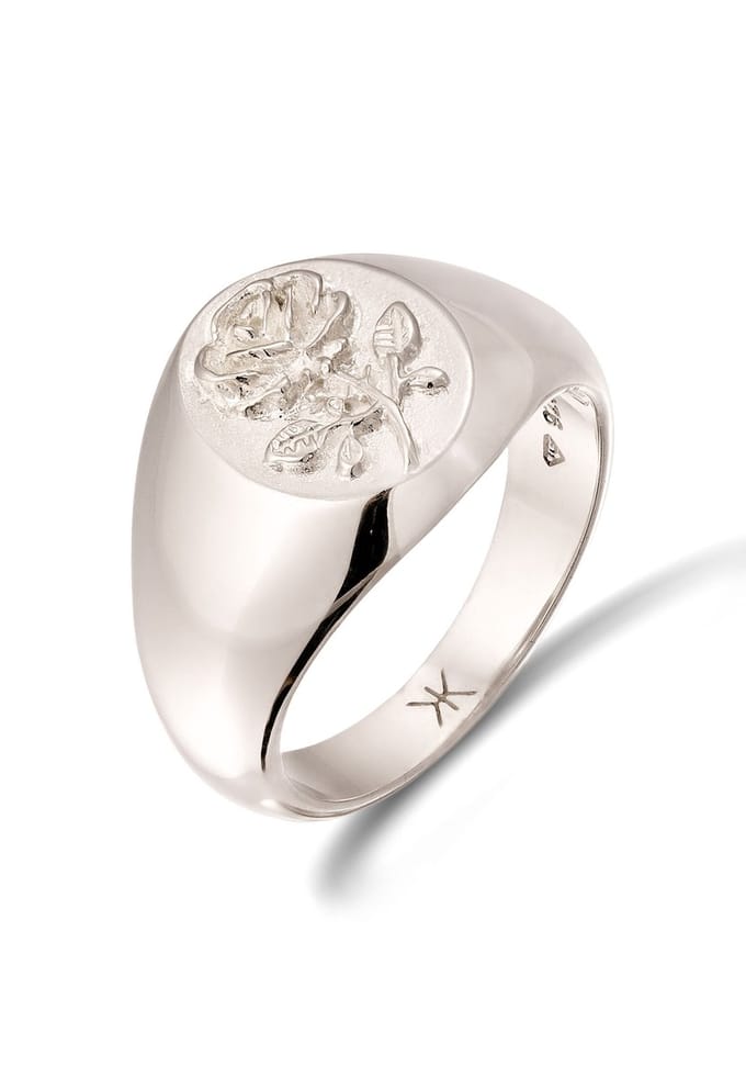 KUZZOI - Ring - Zegelring Heren Roos 925 Sterling Zilver Chunky -