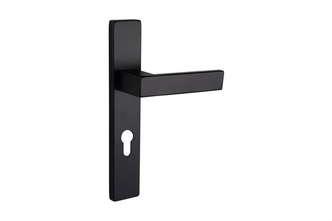 Lavuzo deurkruk Imperio Zwart met rechthoekig schild PC72 | Per set | Deurklink zwart