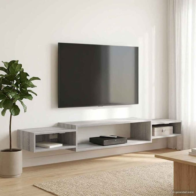 vidaXL - Wand - gemonteerd - TV - Kast - Muurmontage - Grijs - Sonoma