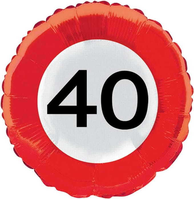 40 jaar verkeersbord folieballon - 45 cm