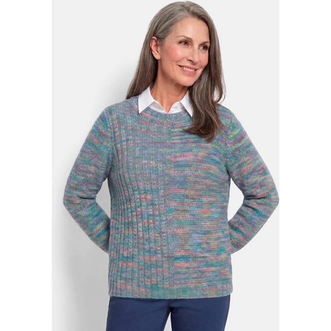 Onderhoudsarme tricot pullover - meerkleurig / gedess. - Gr. 21 van Goldner Fashion