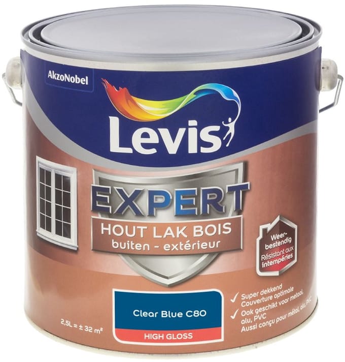 Levis - Expert Hout Lak Buiten High Gloss Mix - Clear Blue C80 - Mengverf - 2,5 L