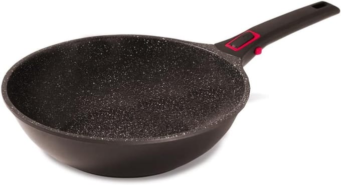 Wokpan 30 cm met Granietlook Keramische Antiaanbaklaag