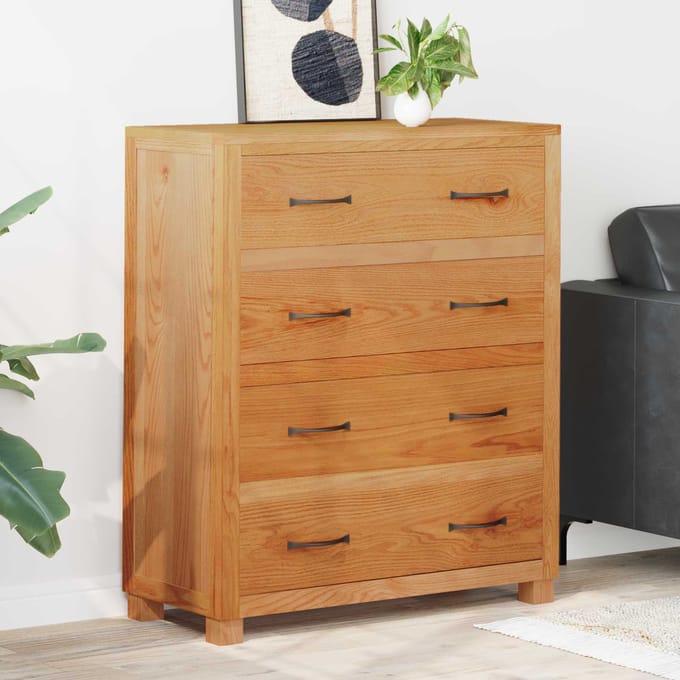 vidaXL - Kast - met - lade - Bruin - 80 - x - 35 - x - 95 - cm - Massief - Eikenhout