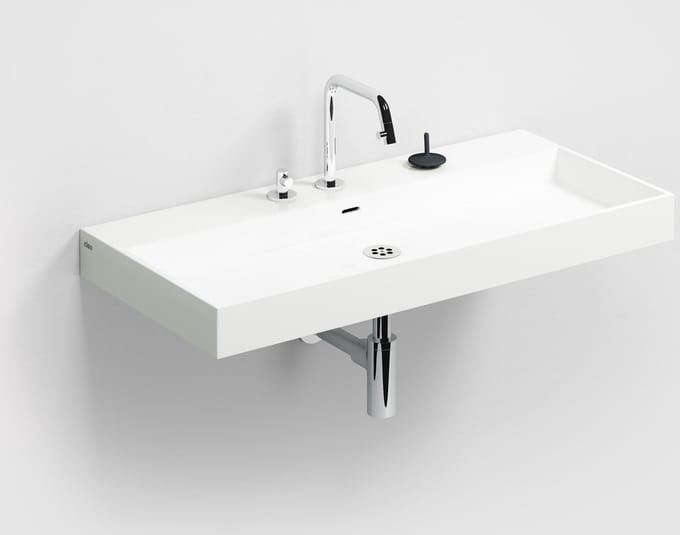 Clou Wash Me wastafel 90x42cm zonder plug mineraalsteen Wit