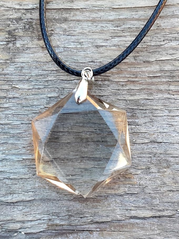 Edelsteen Rookkwarts Hexagon hanger