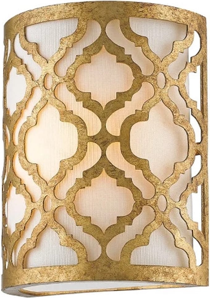 Gilded Nola LED Wandlamp Arabella | 1X E27 Max 60W | Distressed Gold, Ivory Shade