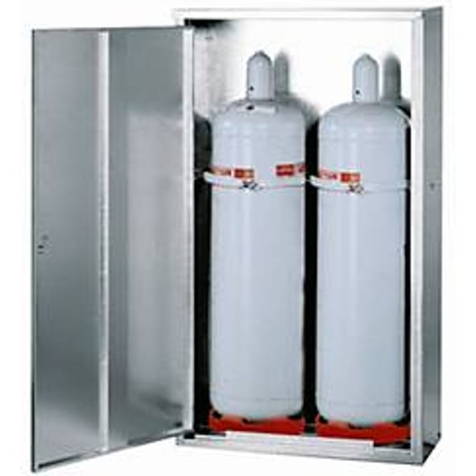 Propaan cilinderkast G-PG , scharnierende deur, rechter aanslag, 2 x 33 kg cilinders, B 840 x D 400 x H 1485 mm
