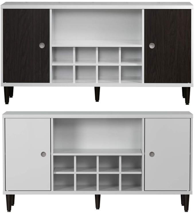 Evolution dressoir 2 deuren, 1 plank, 8 flessen wijn wit, zwart.