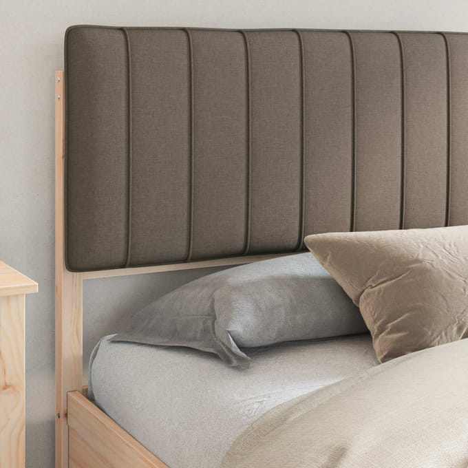 vidaXL - Bedframe - met - Gevoerde - Hoofdbord - Taupe - 180 - x - 200 - cm