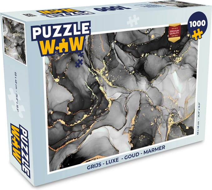 Puzzel Grijs - Luxe - Goud - Marmer print - Legpuzzel - Puzzel 1000 stukjes volwassenen