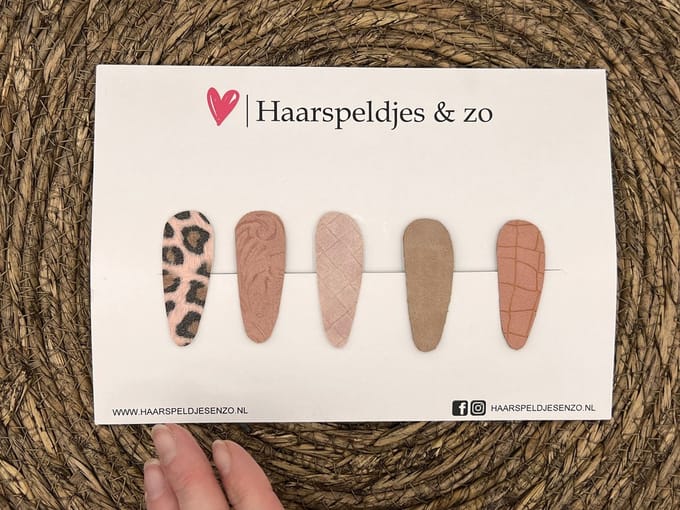 Haarspeldjes 'Lott' setje 15 - speldje met imitatieleer - 5 cm speldjes