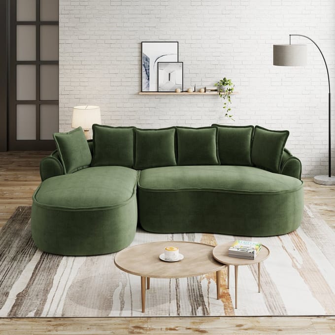 MODFU Modulaire Bank - Frameloos En Multifunctioneel - Scandinavische Stijl - Voor Woonkamer - Chenille - Groen