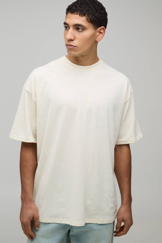 Tall Oversized Wicked License Printed T-Shirt | Ecru | Size Large
