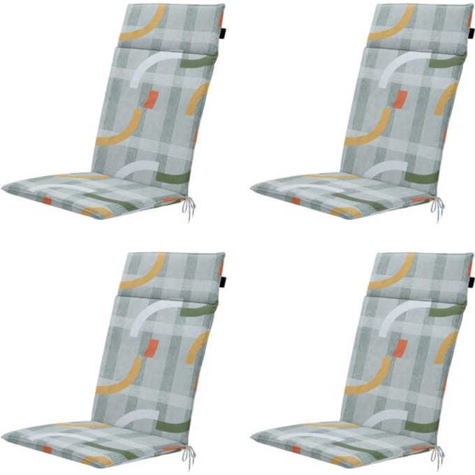 Madison - Tuinstoelkussen Hoge Rug Tess orange - Ca. 120x50 cm - Set van 4