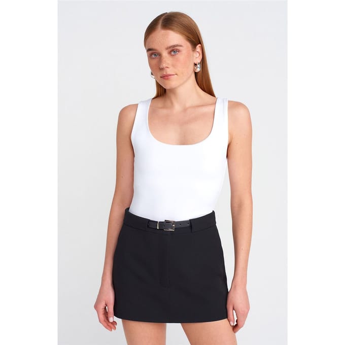 Mouwloze Blouse met Vierkante Halslijn in Slank Model