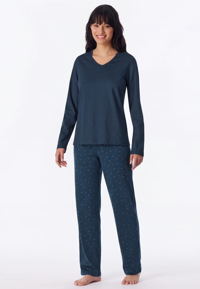 Lange pyjama met stippen, diepblauw - Casual Essentials 46