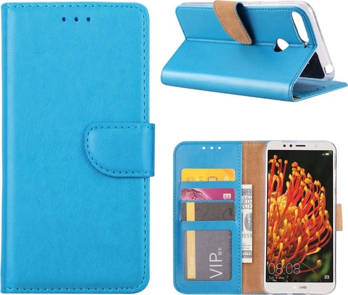Bookcase Geschikt voor: Huawei Y6 Pro 2017 - Bookcase Turquoise - portemonnee hoesje
