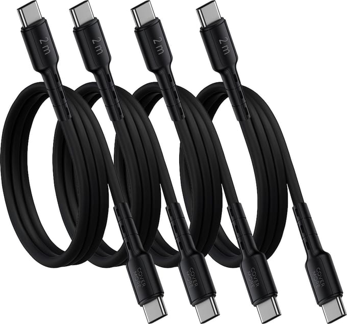 Usb C naar usb C kabel 2 meter - 4 stuks - Oplaadkabels - Snellaad en data kabel - Zwart