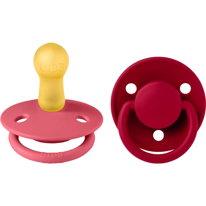 BIBS De Lux 2 PACK Latex Size 2 Coral/Ruby 2 st