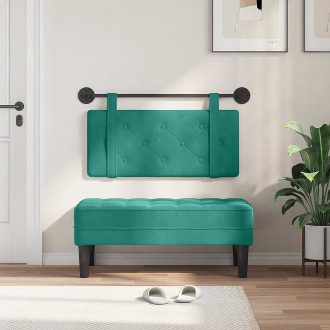vidaXL - Hangend - hoofdbord - Turquoise - Fluweel