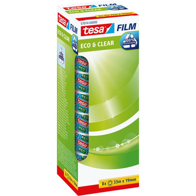 tesa 57074-00000-01 tesafilm Eco & Clear Transparant (l x b) 33 m x 19 mm 8 stuk(s)