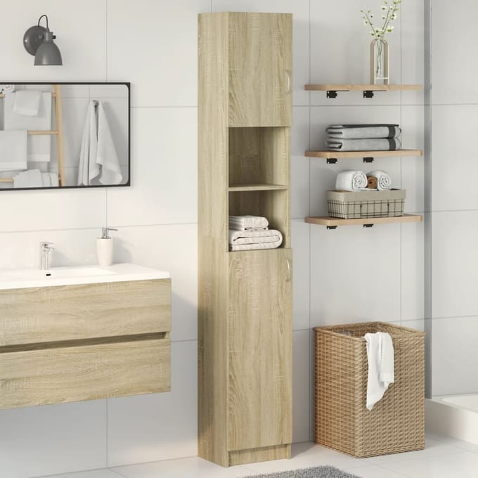vidaXL - Badkamerkast - 32x25,5x190 - cm - spaanplaat - sonoma - eikenkleurig