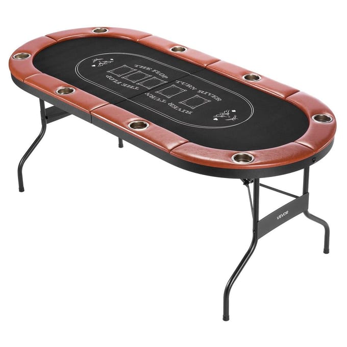 1828,8 mm Opvouwbare Pokertafel Opvouwbare Tafel voor 8 Spelers Casino Texas Hold'em Tafel