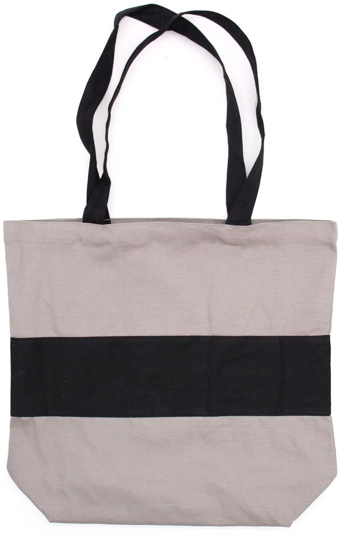 Two Tone Cotton Bag - 38x42x12cm - Grey & Black - 10oz