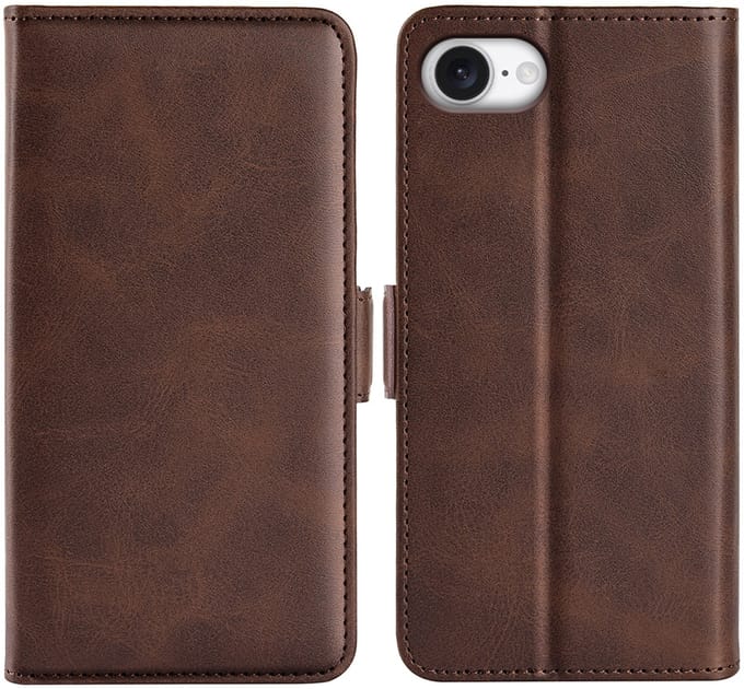 MobyDefend Hoesje - Geschikt voor iPhone 16e / iPhone 17e - Luxe Wallet Book Case (Sluiting Zijkant) - Bruin