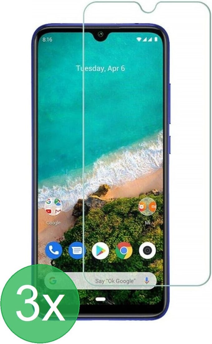 Geschikt Voor: Xiaomi Mi A3 Screenprotector 3x - screen protector - glas - bescherm - beschermglas - ZT Accessoires
