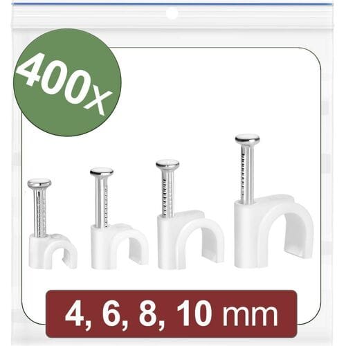 Quadrios 24CA425 Spijkerclip 24CA425 Bundel-Ø (bereik) 2 tot 10 mm Wit 400 stuk(s)