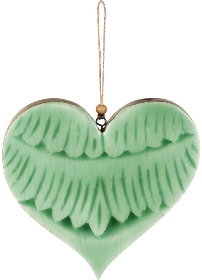 Dekoratief | Hanger hart, groen, hout/email, 16x2x17cm | A258021
