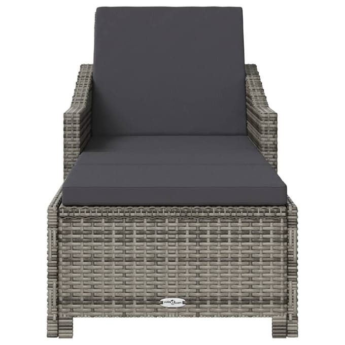 vidaXL - Ligbed - met - donkergrijs - kussen - poly - rattan - grijs