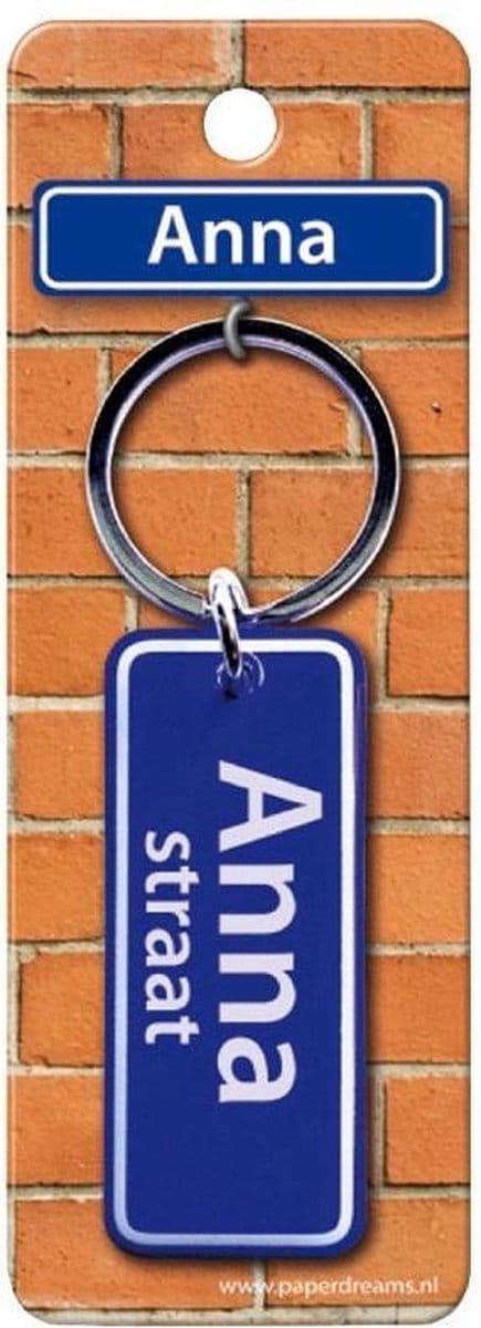 Paper Dreams Sleutelhanger Straatnaam Anna 9 Cm Staal Blauw