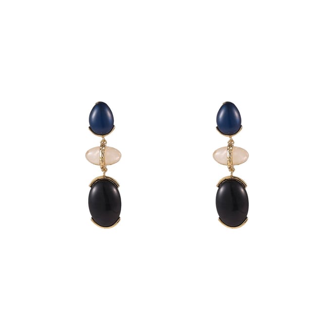Go Dutch Label Oorknoppen Elegant Stone Drop Black
