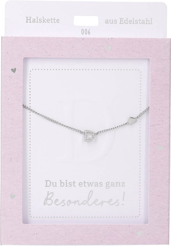 Depesche ketting zilver letter D met hart - sieraad cadeau.