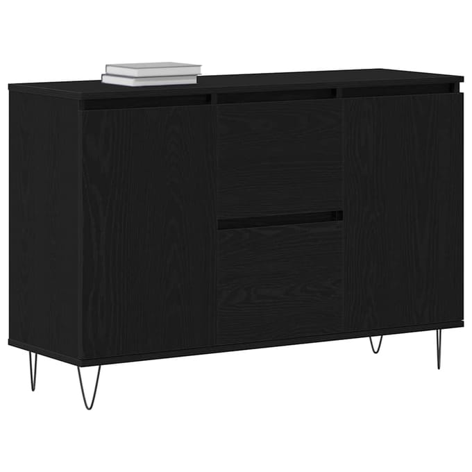 vidaXL - Dressoir - Zwart - Eiken - 101,5 - x - 35 - x - 70 - cm - Bewerkt - hout