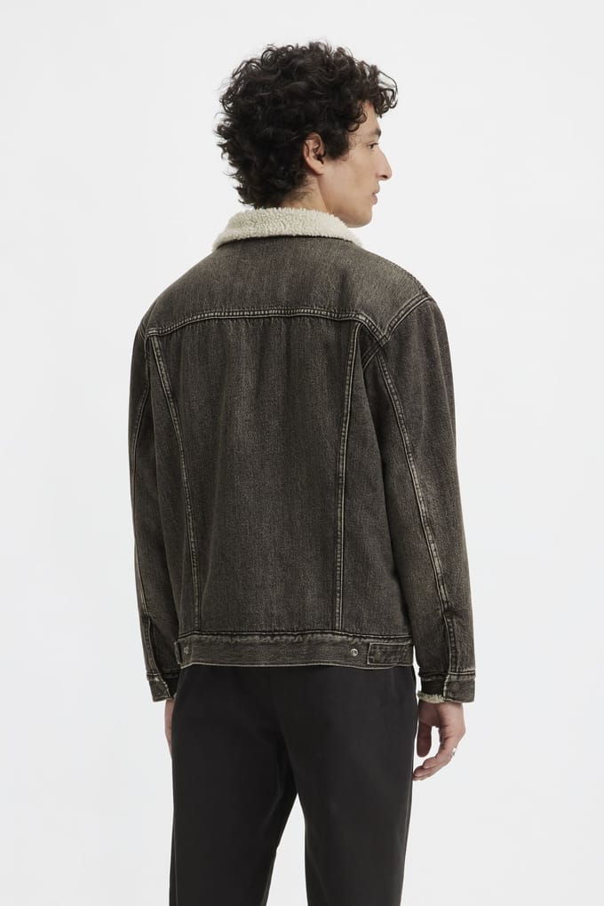 Levi's Relaxed Fit Sherpa Trucker Jacket Black Maat: S | Spijkerjassen Outlet | Heren | Zwart
