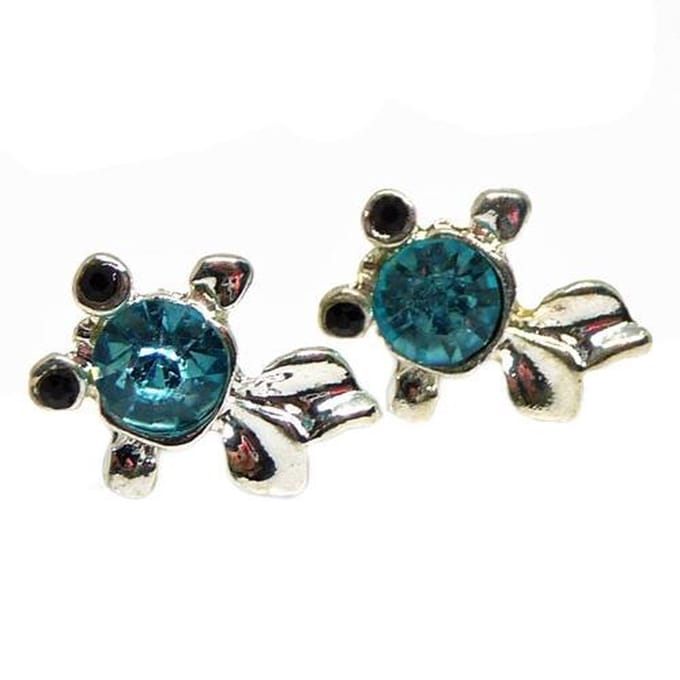 Leuke vis oorknopjes met grote blauwe zirkonia steen