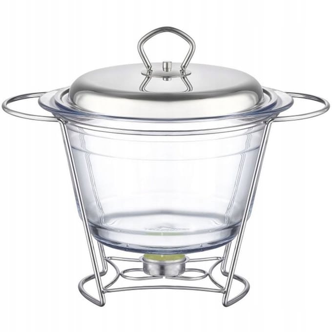Helios Braadpan met Warmhoudstandaard 4L - Glas & RVS