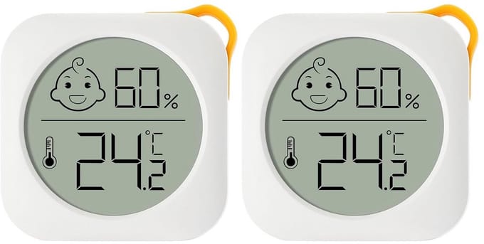 2x Digitale Mini Thermo-Hygrometer voor Binnenklimaat Met Smiley Indicator